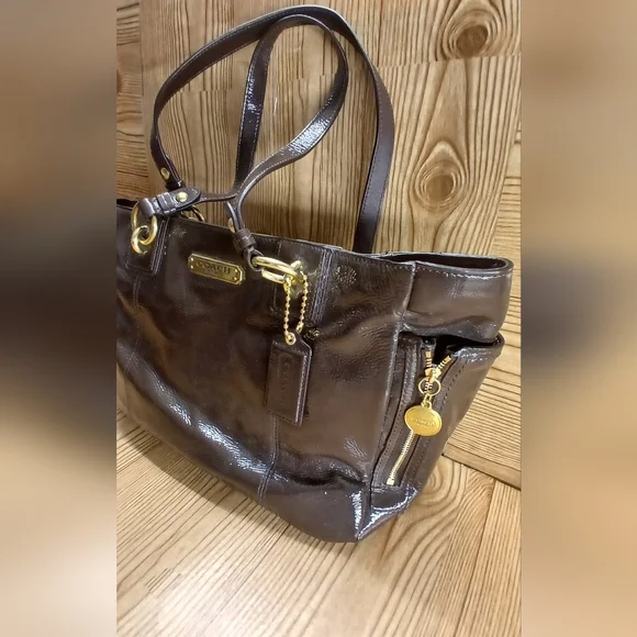 Coach Brown Leather Tote Bag - Picture 3 of 12